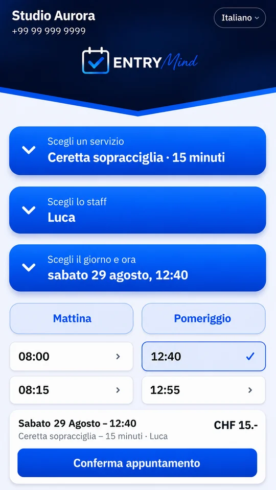 EntryMind — prenotazione online